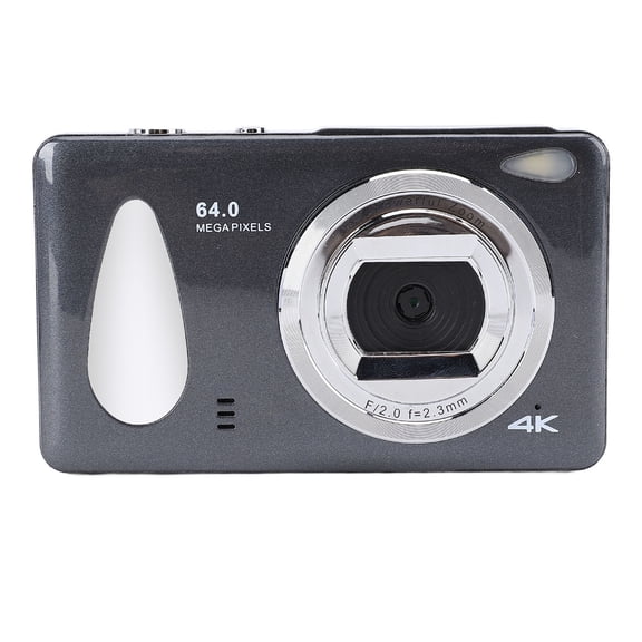 YAHHU Digital Camera 4K 64MP 18x Zoom Auto Focus Loop Recording 2.8in Screen LED Fill Light Compact Students Camera for Daily Travel Dark Gray 5.12 in / 13 cm