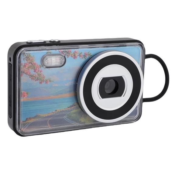 YAHHU Digital Camera Auto Focus 4K 48MP Front Rear Lens AF Auto Focus Anti Shake 18X Zoom Grating Card Camera for Travel Party Graduation Black (5.91 inches / 15.0 cm)