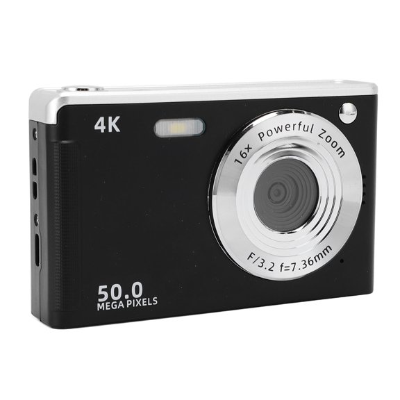YAHHU Digital Camera with Fill Light 4K 50MP 2.8 Inch Screen 16x Zoom Anti Shake AF Autofocus Camera for Portrait Landscape Black Edition High Resolution Compact Portable (Black)
