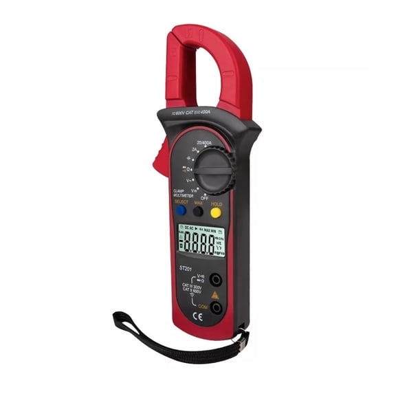 YAHHU Digital Clamp Multimeter 4000 Counts Clamp Ammeters Transistor Capacitor Tester Power Test Automotive AC / DC Voltage Current Tester (8.1 inches / 20.6 cm) - Red
