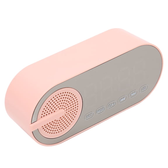 YAHHU Digital Clock with Bluetooth Speaker Mirror LED Display FM Radio 5.0 Pink Desktop Small Alarm Clock for Bedroom Office with Colorful Lights 5.4 x 2.8 x 1.6 inches / 13.7 x 7.1 x 4.1 cm