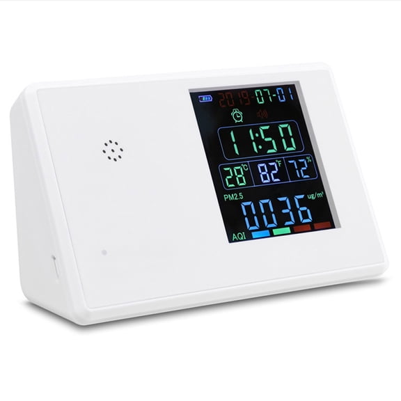 YAHHU Digital Formaldehyde Detector Carbon Dioxide Tester Air Quality Monitor Gas Analyzer Hygrothermograph Alarm Clock with LCD Display for Home Office