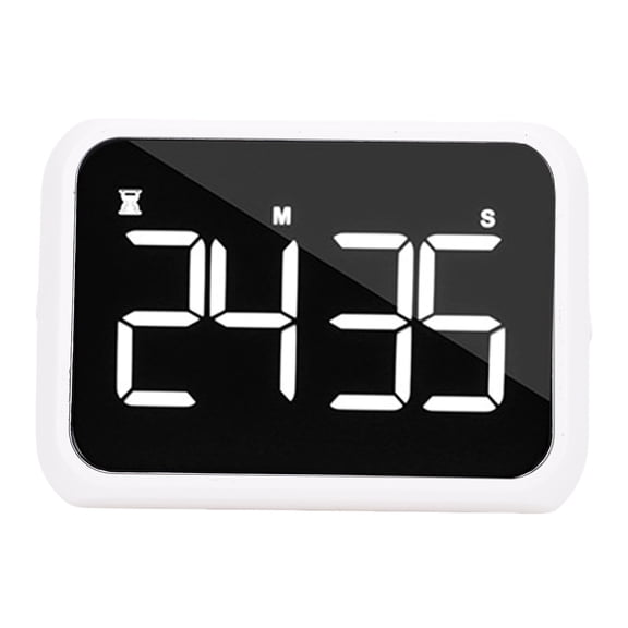 YAHHU Digital Kitchen Timer 4 Inch LED Display Magnetic Countdown Up Clock for Study Cooking Fitness White (4.33 inches / 11 cm)