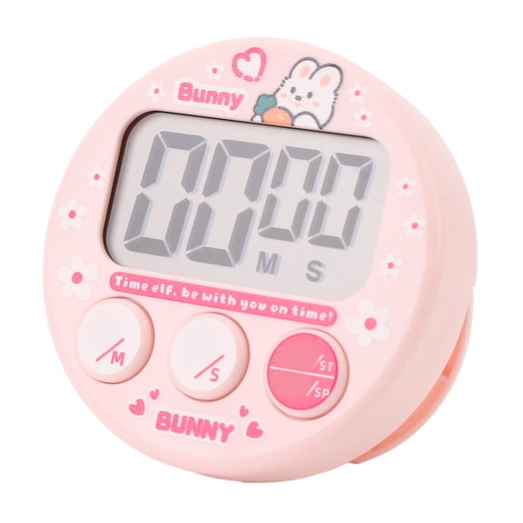 YAHHU Digital Kitchen Timer LCD Display Magnetic Visual Cooking Countdown Clock Timer for Kids Baking Homework Gym Workout, Pink (5.5 x 4.3 inches / 14.0 x 11.0 cm)