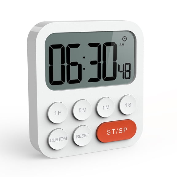 YAHHU Digital Kitchen Timer Magnetic Count Up Down Clock with Large LCD Screen Stand Sound Alarm Silent Operation for Kids Teaching Cooking White 3.15 inches