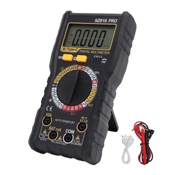 YAHHU Digital Multimeter 1999 Counts Auto Shut-off AC DC Voltage Tester with LCD Backlight HFE Transistor Test Measures Current Capacitance Diode Continuity Home Electrical Use 5.51 inches / 14 cm