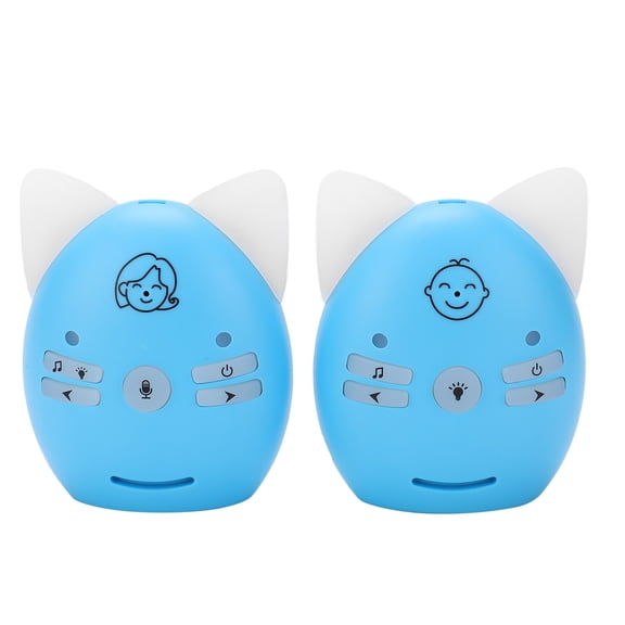 YAHHU Digital Wireless Audio Baby Monitor System with Two-Way Talk, Sound Alert, Night Light, Music, EU Plug 100-240V, White, 8.66 inches