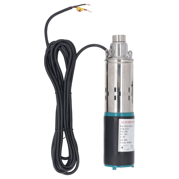 YAHHU Direct Current Screw Pump 12V Stainless Steel for Deep Well Submersible Water Reservoir 30m 98.4ft Head 1.2m/H Flowrate Solar Compatible Water Transfer Pump