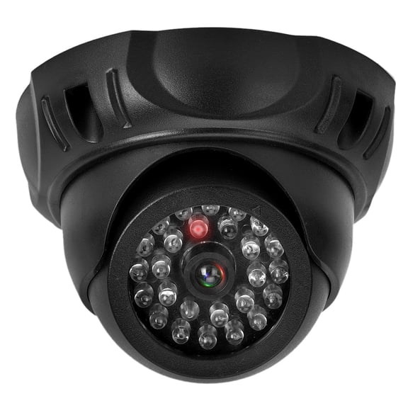 YAHHU Dome Simulation Camera Dummy Fake Security Monitor Camera with LED Light, Black (3.7 in / 9.4 cm)