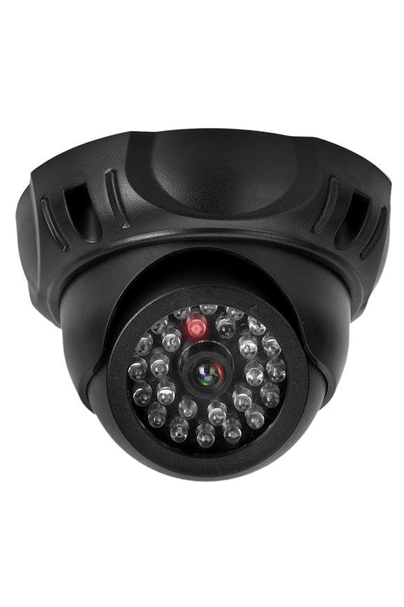 Dome Simulation Camera Dummy Fake Security Monitor Camera with LED Light, Black (3.7 in / 9.4 cm)