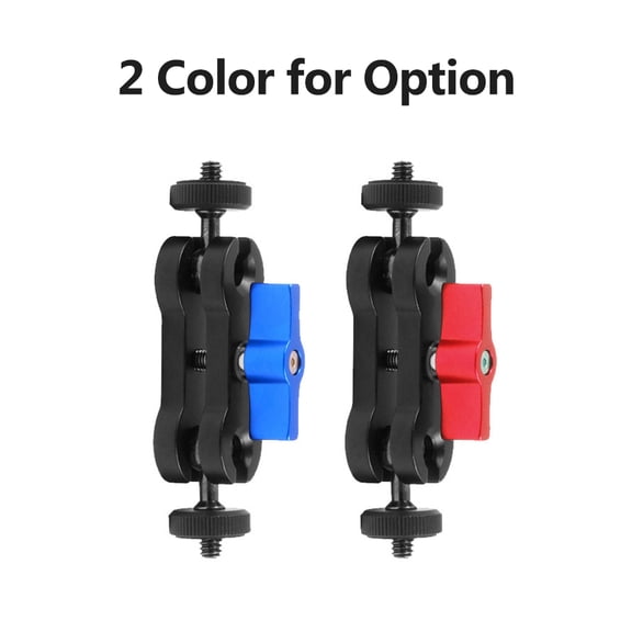 YAHHU Double Ballhead Mount with 1/4 Inch Screw, 360 Degree Rotation Magic Arm for Phone Gimbal, Monitor, and Photography Handle, Blue