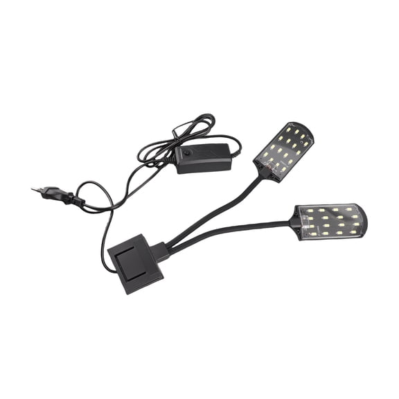 YAHHU Double Head Aquarium Light High Brightness 360 Degree Rotation LED Planted Clip Lamp For Fish Tank, White (6.1 inches / 15.5 cm)