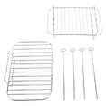 thumbnail image 1 of YAHHU Double Layer 304 Stainless Steel Fryer Rack with G‑Shaped Skewer – Rectangular Design for Air Fryer & Grilling, 1 of 13