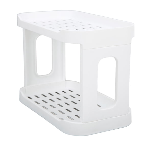 YAHHU Double Layer Desktop Storage Rack Large Capacity Fence Design White Cosmetics Desktop Plastic Storage Rack for Home Office (11.4 inches / 28.9 cm)