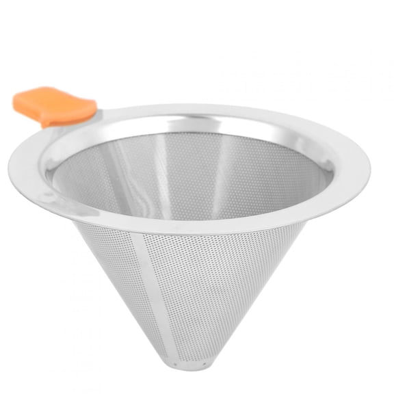 YAHHU Double Layer Stainless Steel Reusable Coffee Funnel Drip Filter for 1-2 People, Orange 2.4 x 3.9 inches / 6 x 10 cm Eco-Friendly High Efficiency Mesh