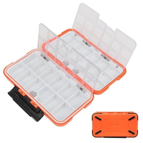 YAHHU Double Sided Waterproof Fishing Tackle Box Large Orange Bait Lure Hooks Storage Case Professional Multi Functional Fishing Gear Equipment Organizer Container Accessories Box 7.9 Inches / 20 cm