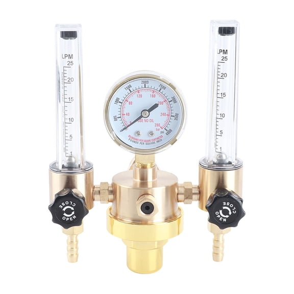 YAHHU Double Tube Argon Regulator Flowmeter Gas Pressure Reducer G5/8 Male Thread for Welding WX-562