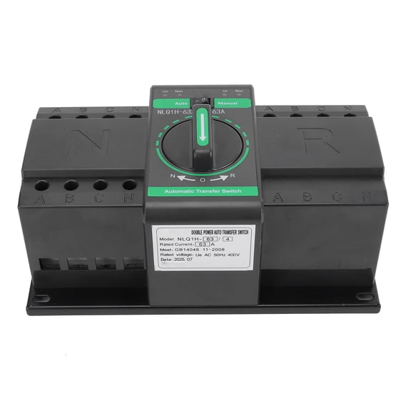 YAHHU Dual Power Automatic Manual Transfer Switch 4P 63A CB Grade ATS Generator Changeover Switch For Home Backup Electrical Selector (9.45 in / 24 cm)