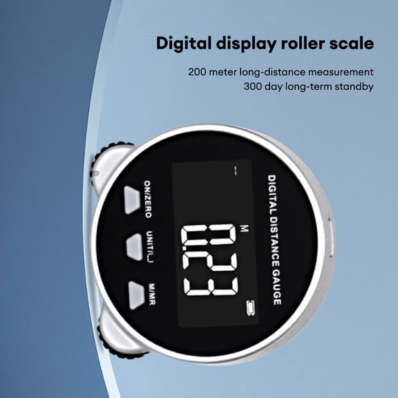 YAHHU E25301 Electronic Digital Roller Ruler LCD Display Range Finder, Up to 199.999m / 656ft Ranging, Black/Silver
