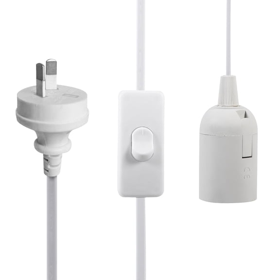 YAHHU E27 Hanging Pendant Light Fixture Lamp Bulb Socket Holder Cord with On/Off Switch, Premium Flexible Extension Hanging Light Socket Cable for Home Standby, Dormitory & Temporary Lighting (White)