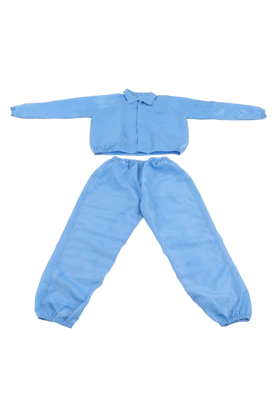 ESD Coat Polyester Paint Protective Workshop Split Clean Clothes for Microelectronics Blue S