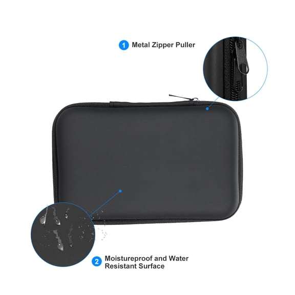 YAHHU EVA Shockproof 2.5 inch Hard Drive Carrying Case Pouch Bag, Water Resistant Hard Shell Storage Organizer for Power Bank, Black, 6.5 in / 16.5 cm