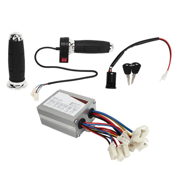 YAHHU Electric Bike Conversion Kit 36V 500W Brushed Controller Universal Throttle Grip Ignition Switch Black 10 inches / 25.4 cm