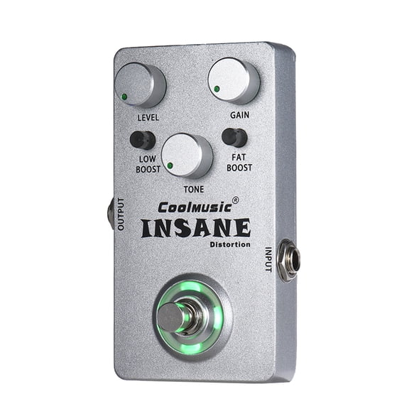 YAHHU Electric Guitar Distortion Effect Pedal True Bypass Full Metal Shell for Bass Musical Instruments with Dual Gain Circuit and LED Light Silver 11.5 x 6 cm / 4.5 x 2.4 inches