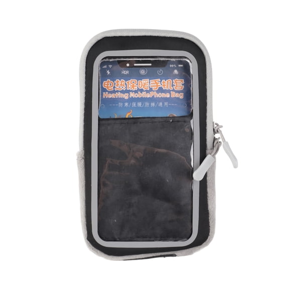 YAHHU Electric Mobile Phone Heating Bag Winter Battery Protection Soft Shell Travel Case with Rear Camera Window & Lanyard for Apple iPhone 13 and Universal Smartphones, Gray (7.08 inches / 18 cm)