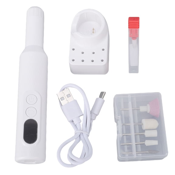 YAHHU Electric Nail Drill Kit Cordless 18000 RPM LED Display Portable Rechargeable Nail File Machine for Home Salon Use White 7.87 inches / 20 cm
