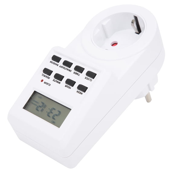 YAHHU Electrical Time Control Switch Plug-in Digital Light Timer Socket LCD Display Programmable Relay 220V TM03 for Home and Industrial Supplies, 5.51 inches / 14 cm