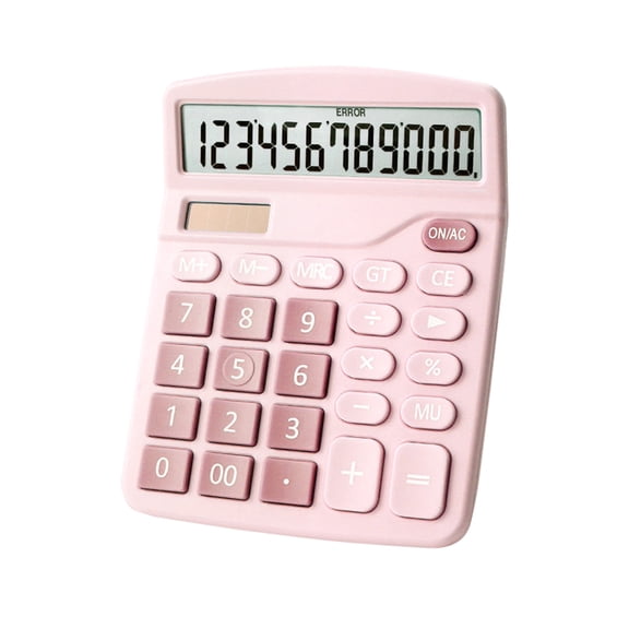 YAHHU Electronic Desktop Calculator 12-Digit Large LCD Display Solar & Battery Dual Power Pink (5.9 inches / 15 cm)