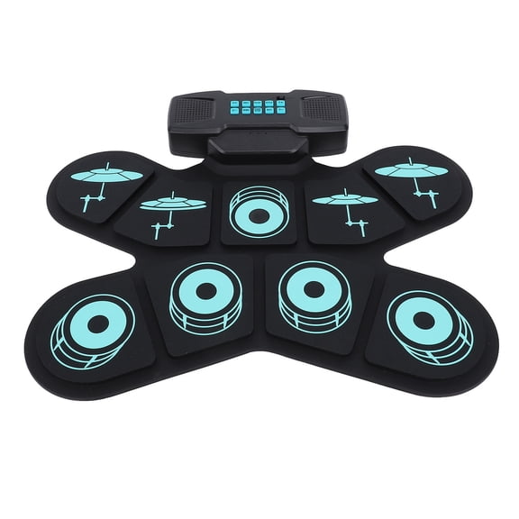 YAHHU Electronic Drum Set 9-Pad Tabletop Roll Up Electric Drum Kit (17.3 inches / 44 cm) with Dual Speakers & Drumsticks Rechargeable Musical Toy for Kids Teens Beginners
