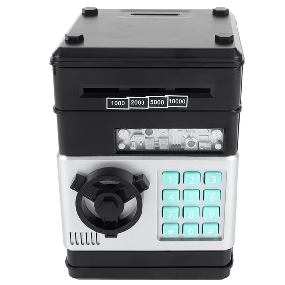 YAHHU Electronic Piggy Bank Simulation ATM Password Money Box Cash Coins Saving Safe Box Auto Scroll Paper Money Educational Gift for Kids Boys Girls Toys - Black Edition