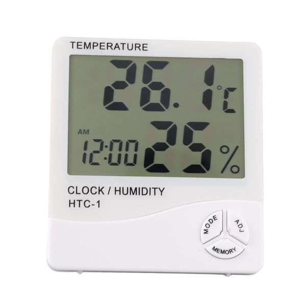YAHHU Electronic Temperature Humidity Meter Clock Digital Display Thermometer Hygrometer For Indoor Use Accurate Home Room Climate Monitor 6.3 inches / 16 cm Matte Finish Quick Read LCD