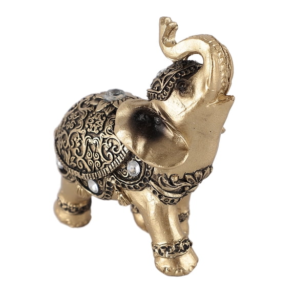 YAHHU Elephant Statue Gold Good Luck Wealth Resin Sculpture for TV Cabinet Entryway Home Decor, Small (4.72 in / 12 cm)