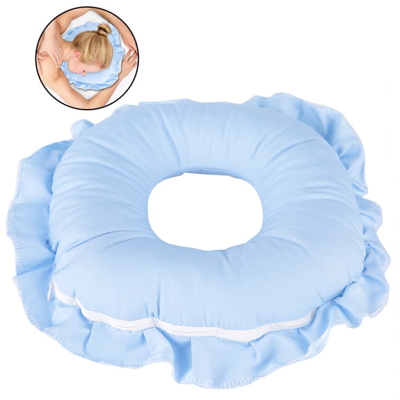 YAHHU Ergonomic Polyester Face Relax Pillow for SPA Salon Massage Hollowed Design Nap Rest Cushion, 11.4 inches / 29 cm, Blue