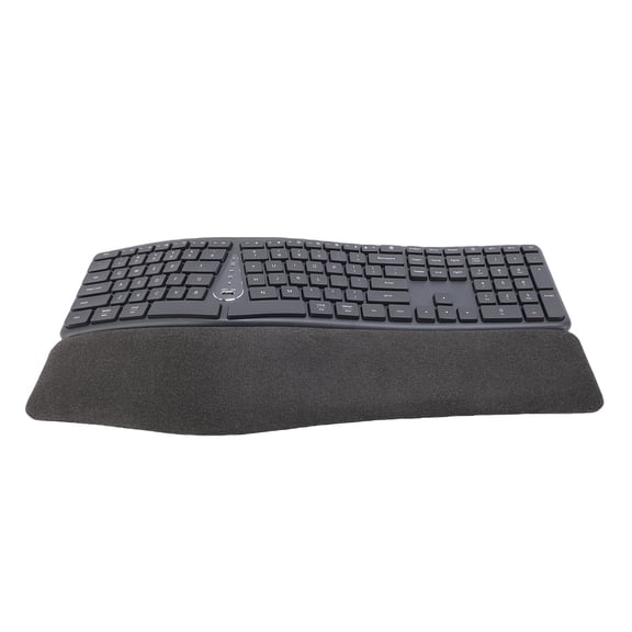 YAHHU Ergonomic Split Keyboard 2.4G USB C Bluetooth Wireless Computer Keyboard 111 Keys Rechargeable with Cushioned Wrist Rest, Black