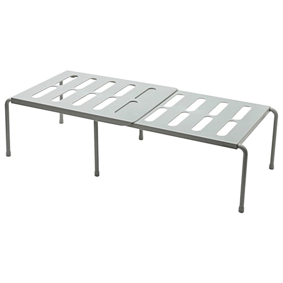 YAHHU Expandable Cabinet Shelf Organizer Stackable Kitchen Counter Shelf Space Saving Dish Rack Cupboard Organiser for Tableware Seasoning Plates Bowls Cups 13.8-25.2 inches Gray