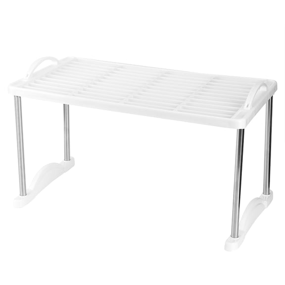YAHHU Expandable Foldable Home Storage Shelf Rack Holder Organizer for Kitchen, Bathroom, and Cabinet Stand, Stainless Steel, 16.9 in / 43 cm, Multi-Room Organization Solution