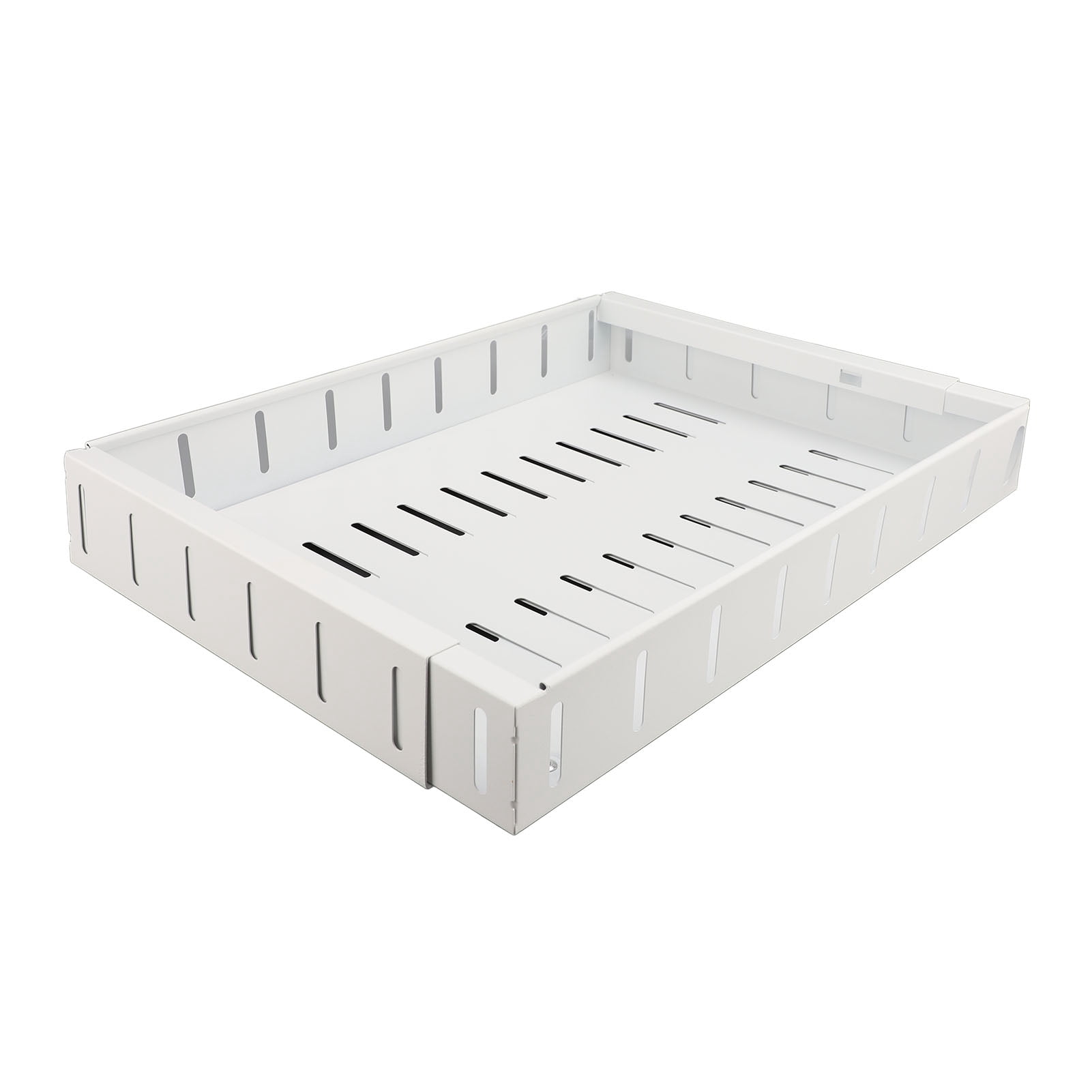 YAHHU Expandable Pull Out Cabinet Organizer, Adhesive Slide Out Drawer for Kitchen Pantry Closet, White Carbon Steel Under Sink Storage Shelf, 11.8-18.5 in