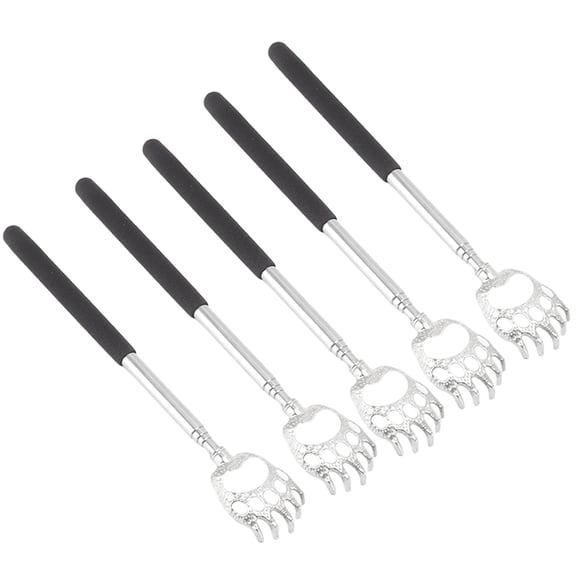 YAHHU Extendable Metal Back Scratcher 5-Piece Set, Telescopic Stainless Steel Back Massager for Head, Body, and Arm Relief, Portable Handheld Massage Tool with Adjustable Length, 9.06 inches/23 cm