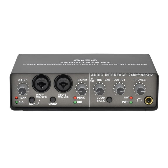 YAHHU External USB Sound Card Audio Interface 2 Channel 192KHz 24Bit with High Impedance Input XLR TRS Phantom Power Loop Back for Computer Phone Recording Studio (6.8 inches / 17.2 cm)