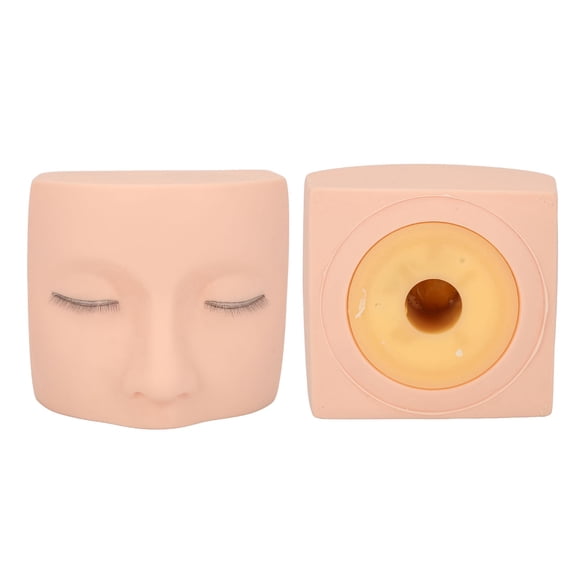 YAHHU Eyelash Extension Mannequin Head with 3-Layer Lashes, PVC Realistic Practice Doll Head for Lash Extensions, Makeup Training, and Salon Display, 4.13 in / 10.5 cm, Beige