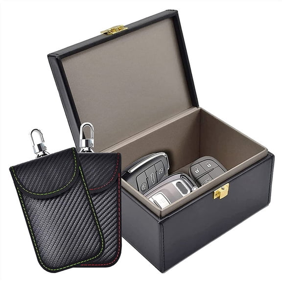 YAHHU Faraday Box with 2 Pack Faraday Pouch, Keyless Entry Car Key Safe Protector, RFID Anti-Theft Signal Blocking Cage for Car Keys (6.69 inches / 17 cm)