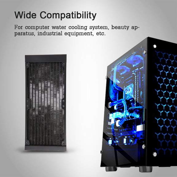 YAHHU Fast Heat Dissipation PC Heat Exchanger 12 Tubes Durable Computer Water Cooling System Heat Exchanger, Aluminium Radiator for CPU Water Cooler Tube, Black - 9.45 inches / 240 mm