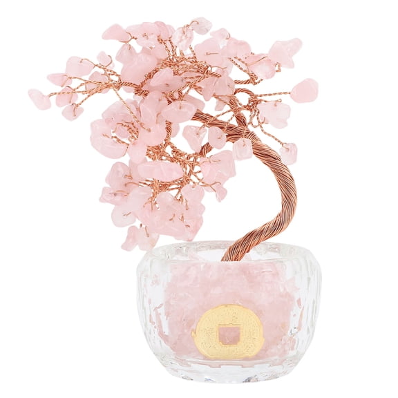 YAHHU Feng Shui Money Tree Positive Energy Good Fortune Decoration for Wealth and Luck Home Decor Pink Artificial Crystal 5.5-6.7 inches / 14-17 cm