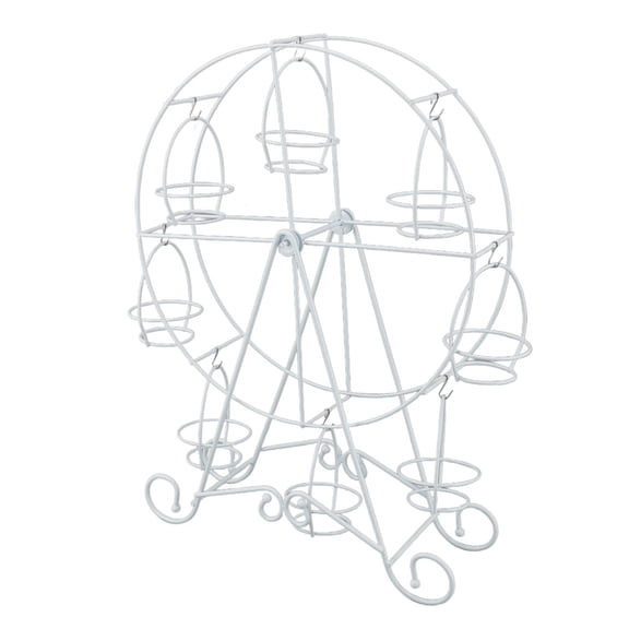 YAHHU Ferris Wheel Cupcake Stand 8 Cupcakes Rotatable Stainless Steel Dessert Display Holders for Wedding Birthday Carnival Circus Themed Party 17.3 in / 44 cm Height White