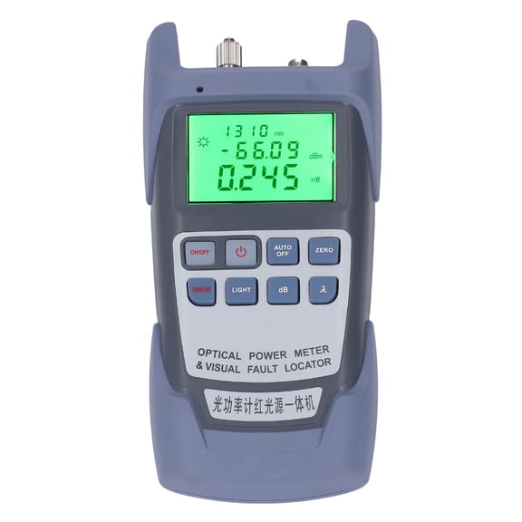 YAHHU Fiber Optic Cable Tester Integrated High Accuracy 7 Wavelengths Anti Drop ABS Silicone Shell Fiber Tester 30MW Gray Digital Display