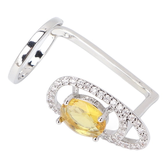 YAHHU Fingernail Ring Rhinestones Shiny Delicate Finger Nail Cover Ring Jewelry Gift for Dancing Party Dating Yellow 5 inches / 12.7 cm Elegant Accessory